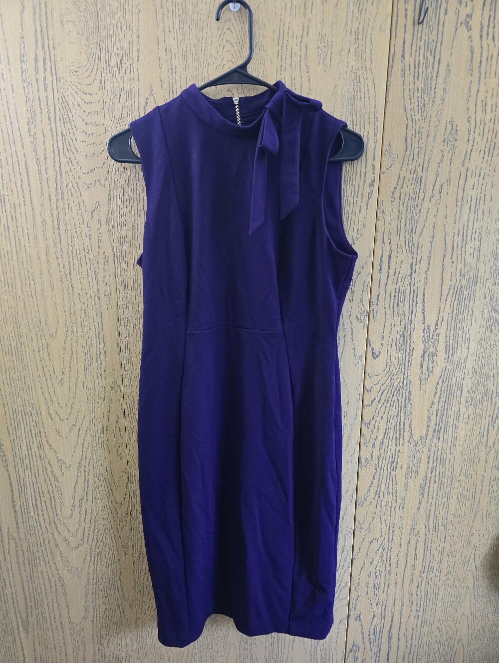 Calvin Klein Sleeveless Tie-Neck Sheath Dress in Deep Purple